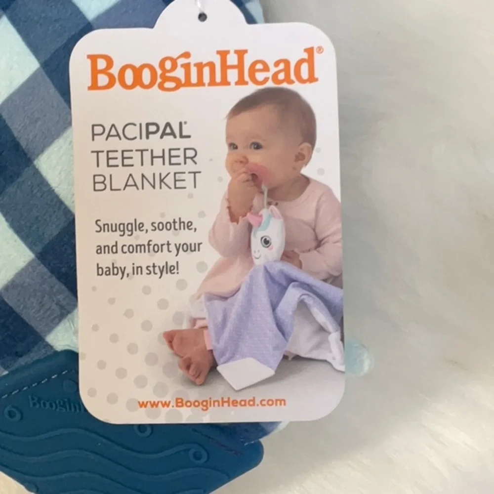 Booginhead pacifier holder, security blanket with silicone teether
